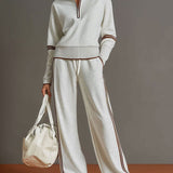 Women's Quarter-Zip and Wide-Leg Two-Piece Lounge Set