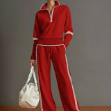 Women's Quarter-Zip and Wide-Leg Two-Piece Lounge Set