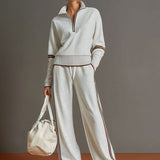 Women's Quarter-Zip and Wide-Leg Two-Piece Lounge Set