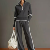 Women's Quarter-Zip and Wide-Leg Two-Piece Lounge Set