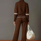 Women's Quarter-Zip and Wide-Leg Two-Piece Lounge Set