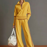 Women's Quarter-Zip and Wide-Leg Two-Piece Lounge Set
