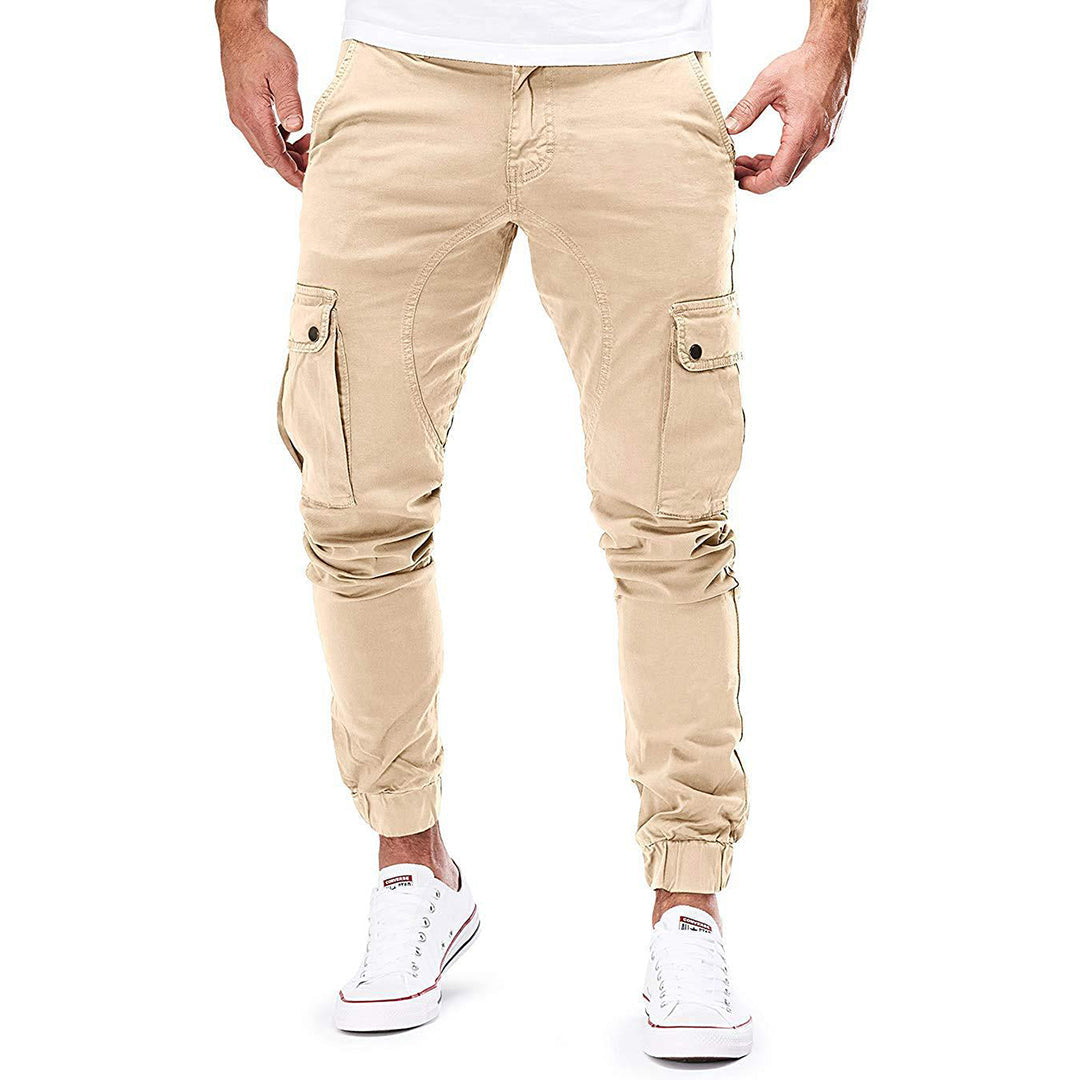 Men's Tapered Cargo Joggers with Drawstring Waist