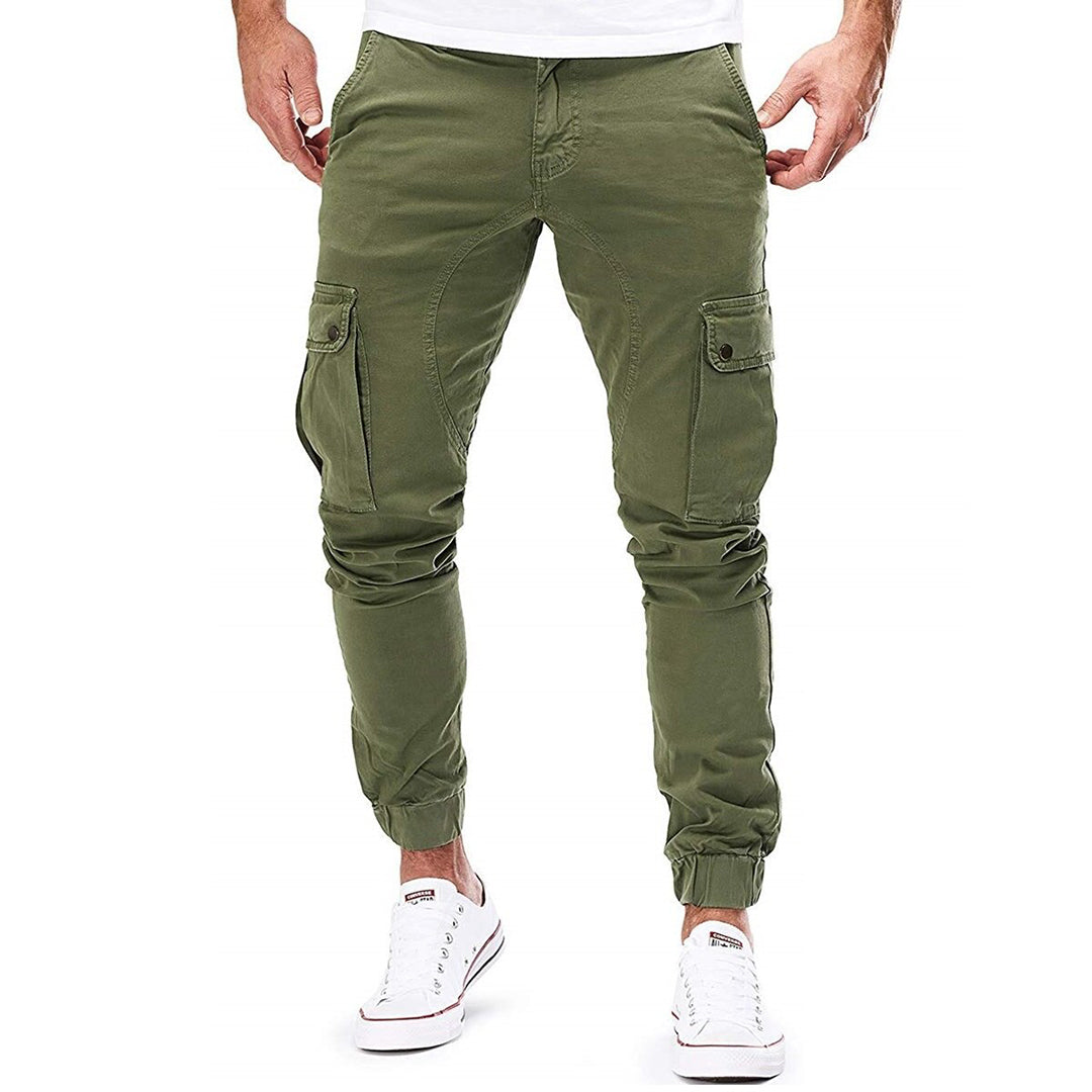 Men's Tapered Cargo Joggers with Drawstring Waist