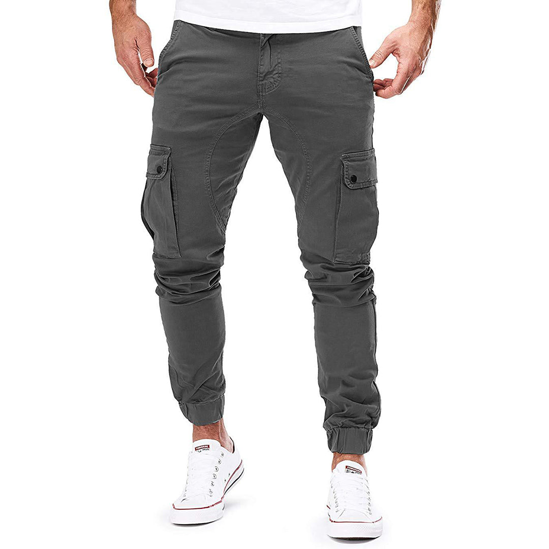 Men's Tapered Cargo Joggers with Drawstring Waist