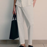 Men's Relaxed Fit Drawstring Linen Trousers