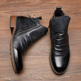 Men's Side Zip Leather Ankle Boots