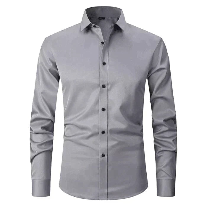 Men's Fitted Long Sleeve Point Collar Shirt
