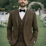 Men's Green Tweed Knitted Vest