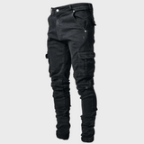 Men's Slim Fit Multi-Pocket Biker Jeans