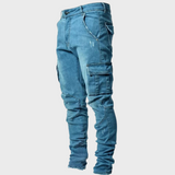 Men's Slim Fit Multi-Pocket Biker Jeans