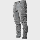 Men's Slim Fit Multi-Pocket Biker Jeans