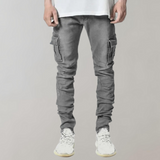 Men's Slim Fit Multi-Pocket Biker Jeans