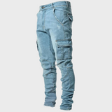 Men's Slim Fit Multi-Pocket Biker Jeans