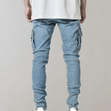 Men's Slim Fit Multi-Pocket Biker Jeans