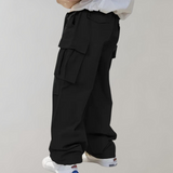 Men's Baggy Cotton Cargo Trousers with Multiple Pockets