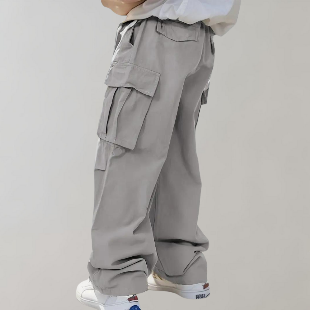 Men's Baggy Cotton Cargo Trousers with Multiple Pockets