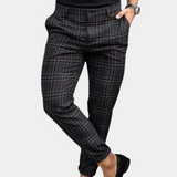 Men's Slim Fit Plaid Stretch Trousers