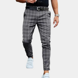 Men's Slim Fit Plaid Stretch Trousers