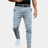 Men's Slim Fit Plaid Stretch Trousers