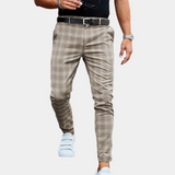 Men's Slim Fit Plaid Stretch Trousers
