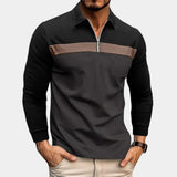Men's Colour Block Quarter Zip Polo Sweater