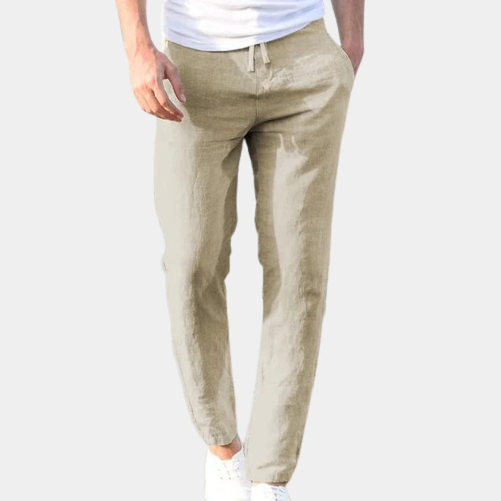 Men's Linen Drawstring Elastic Waist Trousers