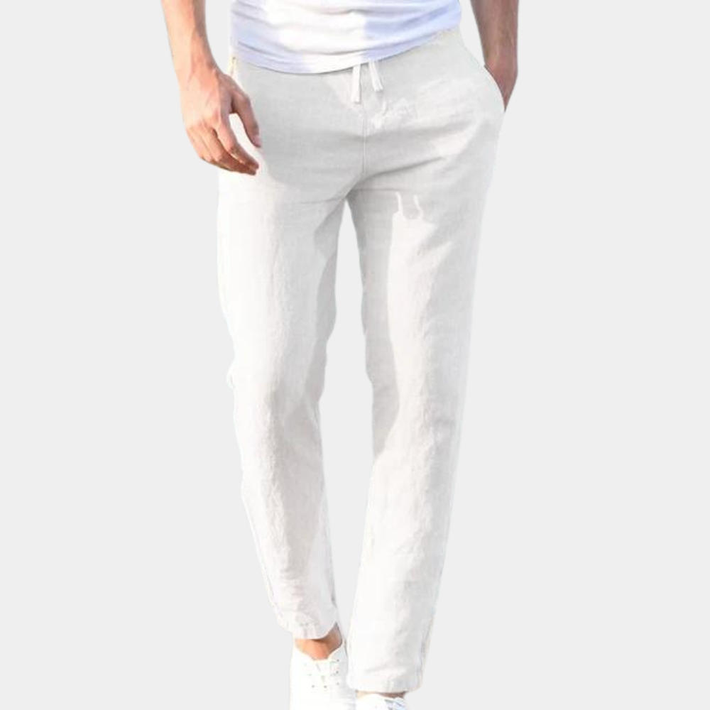 Men's Linen Drawstring Elastic Waist Trousers