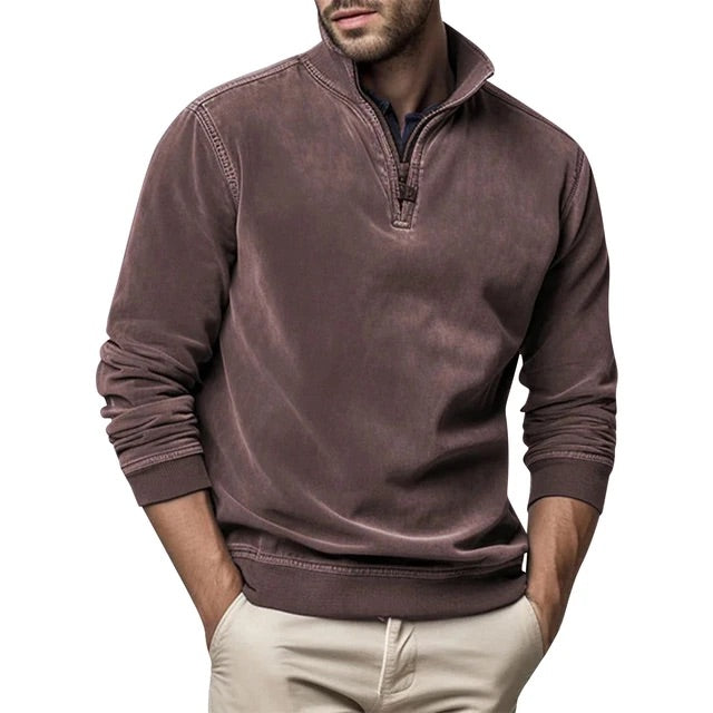 Men's Half-Zip Stand-Collar Fleece Sweater