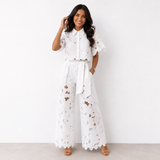 Women's Floral Lace Two-Piece Wide-Leg Pants Set