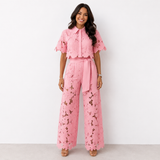 Women's Floral Lace Two-Piece Wide-Leg Pants Set