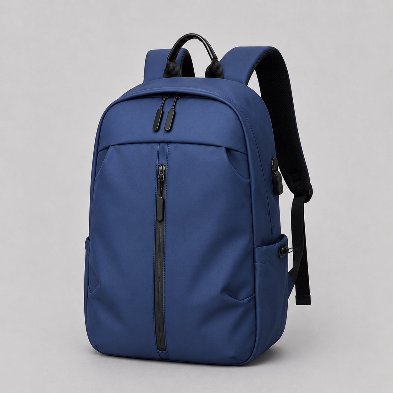 Men's Minimalist Water-Resistant Backpack with USB Port