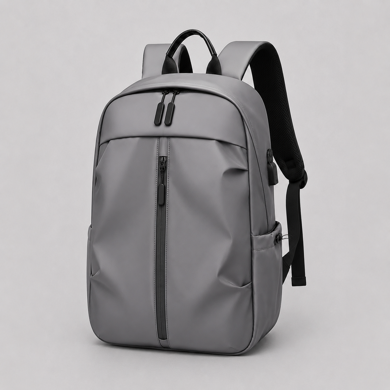 Men's Minimalist Water-Resistant Backpack with USB Port