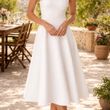 Women's Wide-Strap Square Neck Midi Dress