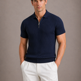 Men's Zip Neck Knit Polo Shirt