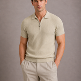 Men's Zip Neck Knit Polo Shirt