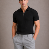 Men's Zip Neck Knit Polo Shirt