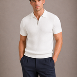 Men's Zip Neck Knit Polo Shirt