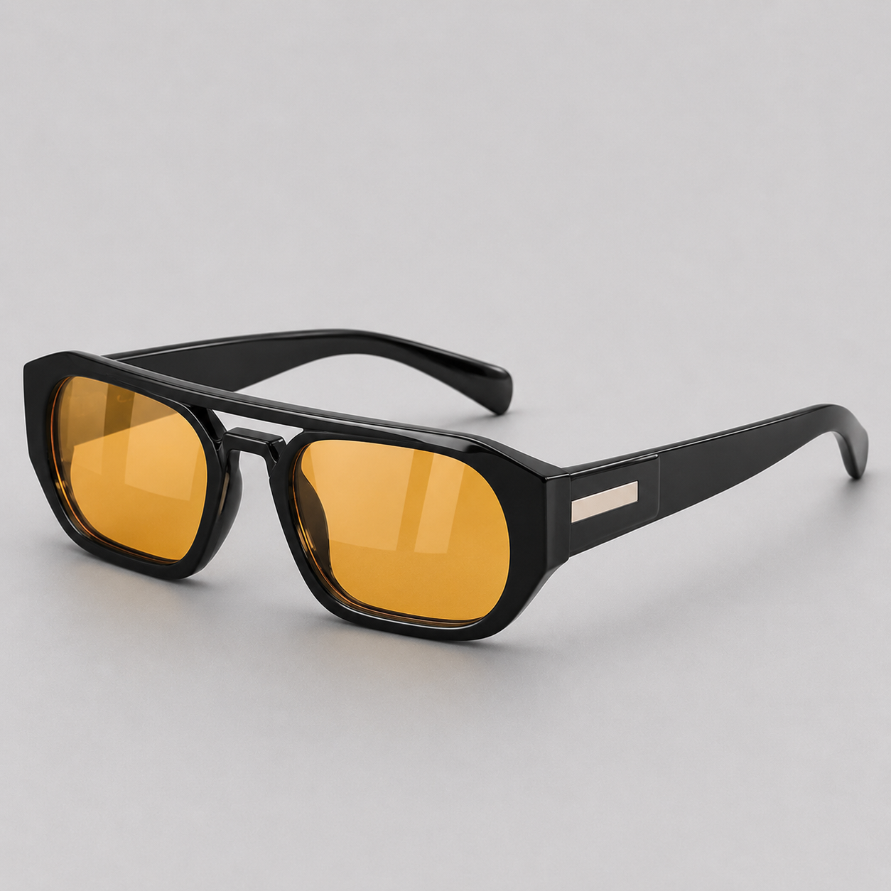 Men's Rectangular Polycarbonate Sunglasses with Tinted Lenses
