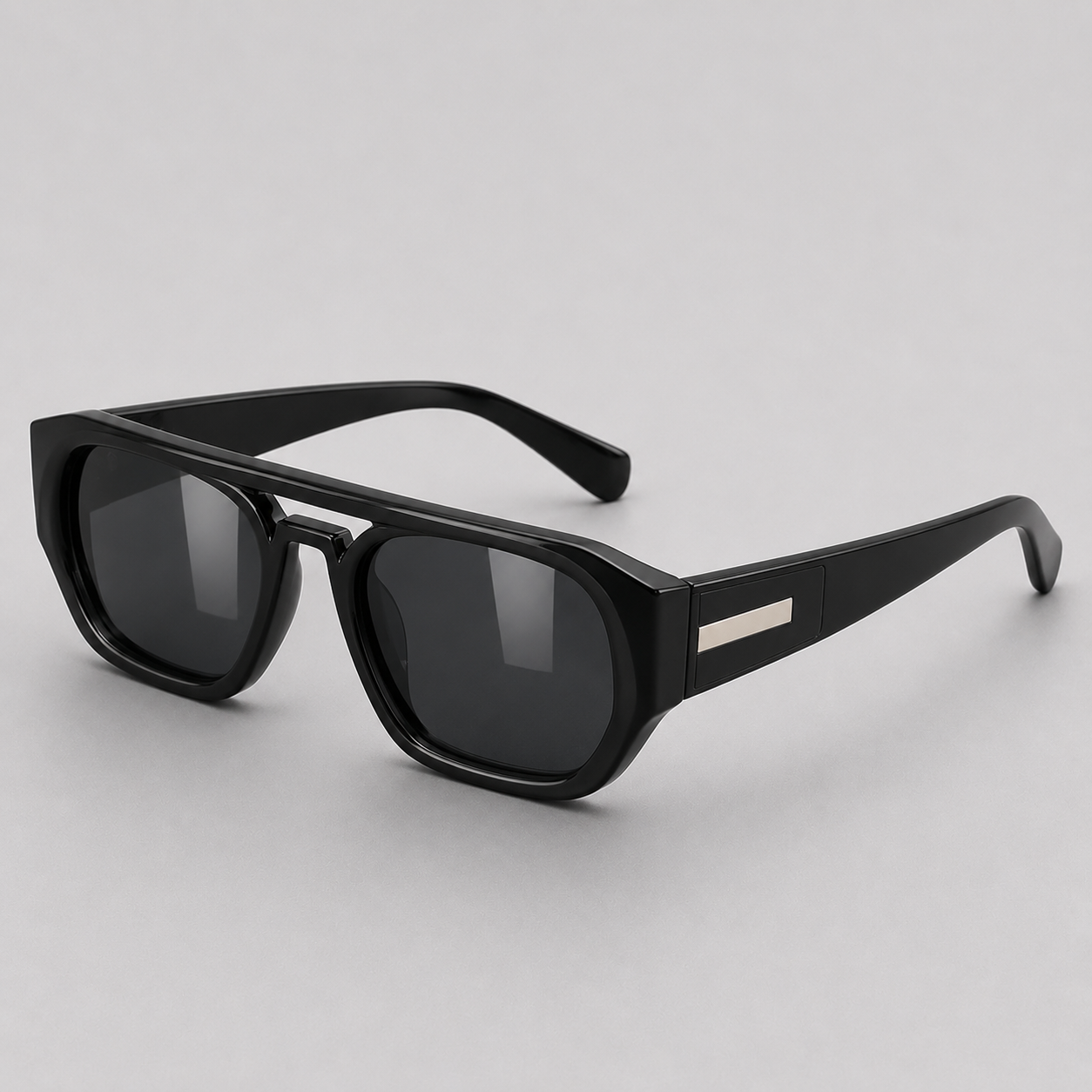Men's Rectangular Polycarbonate Sunglasses with Tinted Lenses
