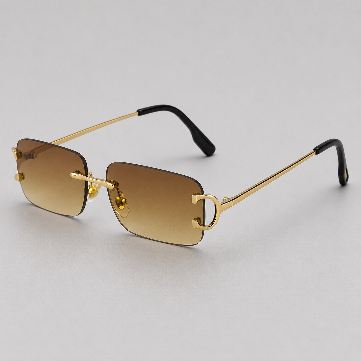 Men's Rimless Rectangle Sunglasses with Gradient Lenses