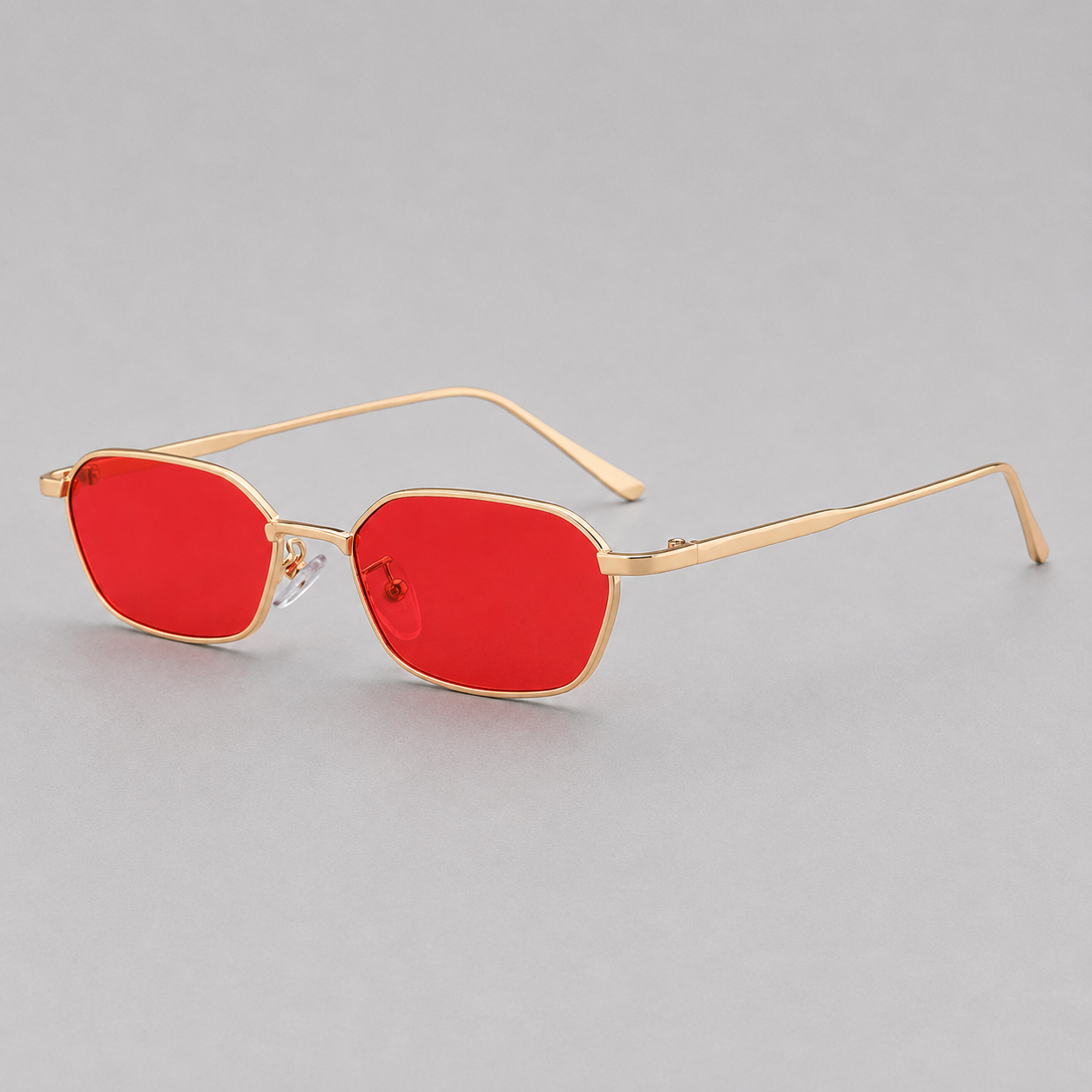 Men's Retro Rectangle Sunglasses with Gold-Toned Metal Frame