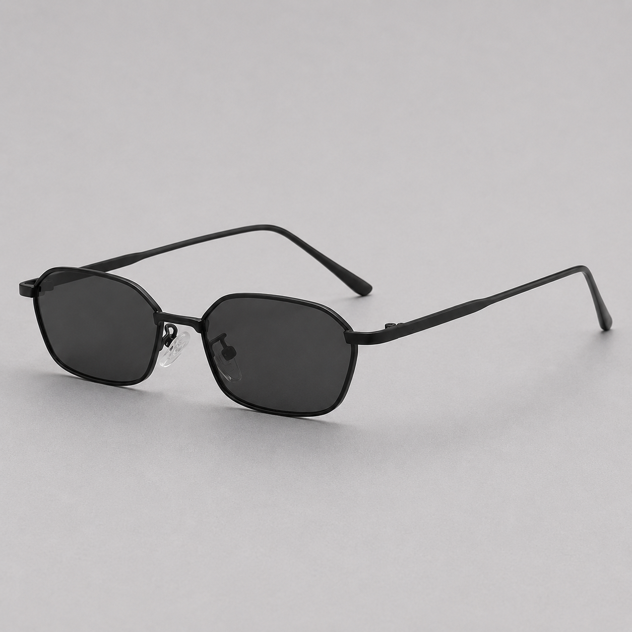 Men's Retro Rectangle Sunglasses with Gold-Toned Metal Frame