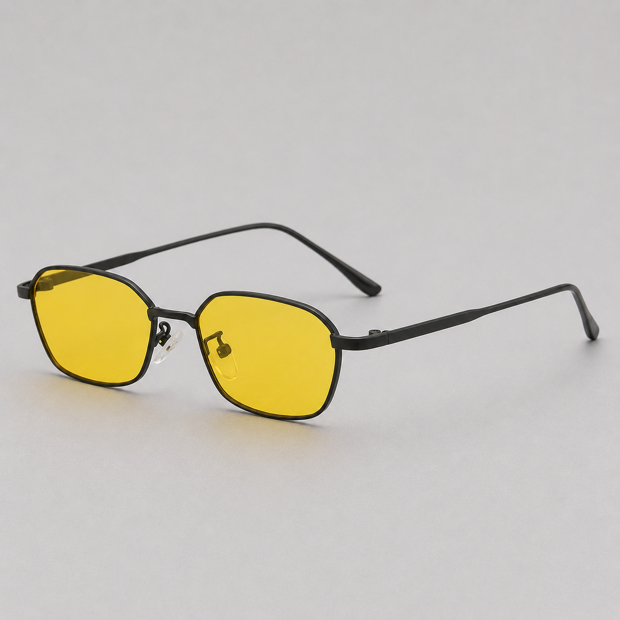 Men's Retro Rectangle Sunglasses with Gold-Toned Metal Frame