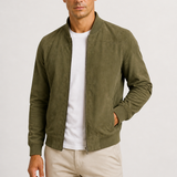 Men's Suede Zip-Up Bomber Jacket