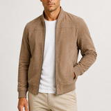 Men's Suede Zip-Up Bomber Jacket