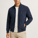 Men's Suede Zip-Up Bomber Jacket