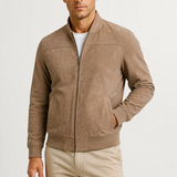 Men's Suede Zip-Up Bomber Jacket