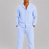 Men's Lightweight Camel Linen Spring Two Piece Set