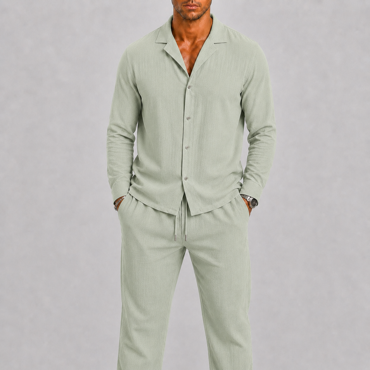 Men's Lightweight Camel Linen Spring Two Piece Set